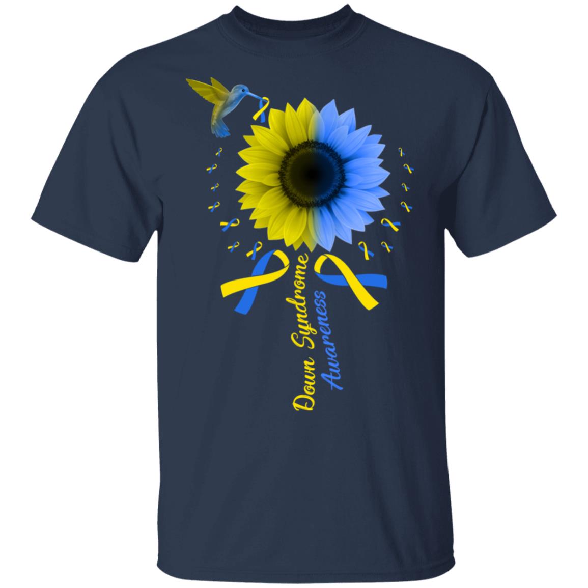 Hummingbird Sunflower Blue Yellow Down Syndrome Awareness T-Shirt & Hoodie | Teecentury.com