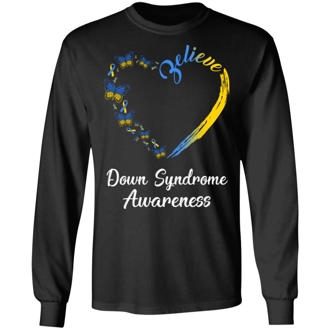 Butterfly Believe Down Syndrome Awareness Ribbon Tshirt Gift