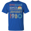 Awesome Since January 1980 Vintage 42th Birthday Gifts T-Shirt & Hoodie | Teecentury.com