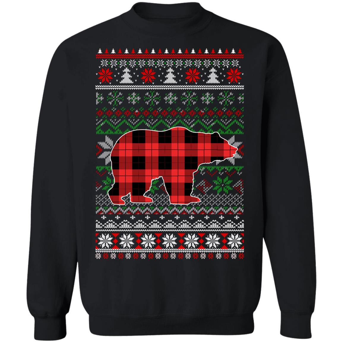 Bear Red Plaid Ugly Christmas Sweater Funny Gifts T-Shirt & Sweatshirt | Teecentury.com