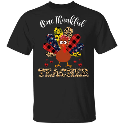 One Thankful Teacher Leopard Turkey Thanksgiving Gift T-Shirt & Sweatshirt | Teecentury.com