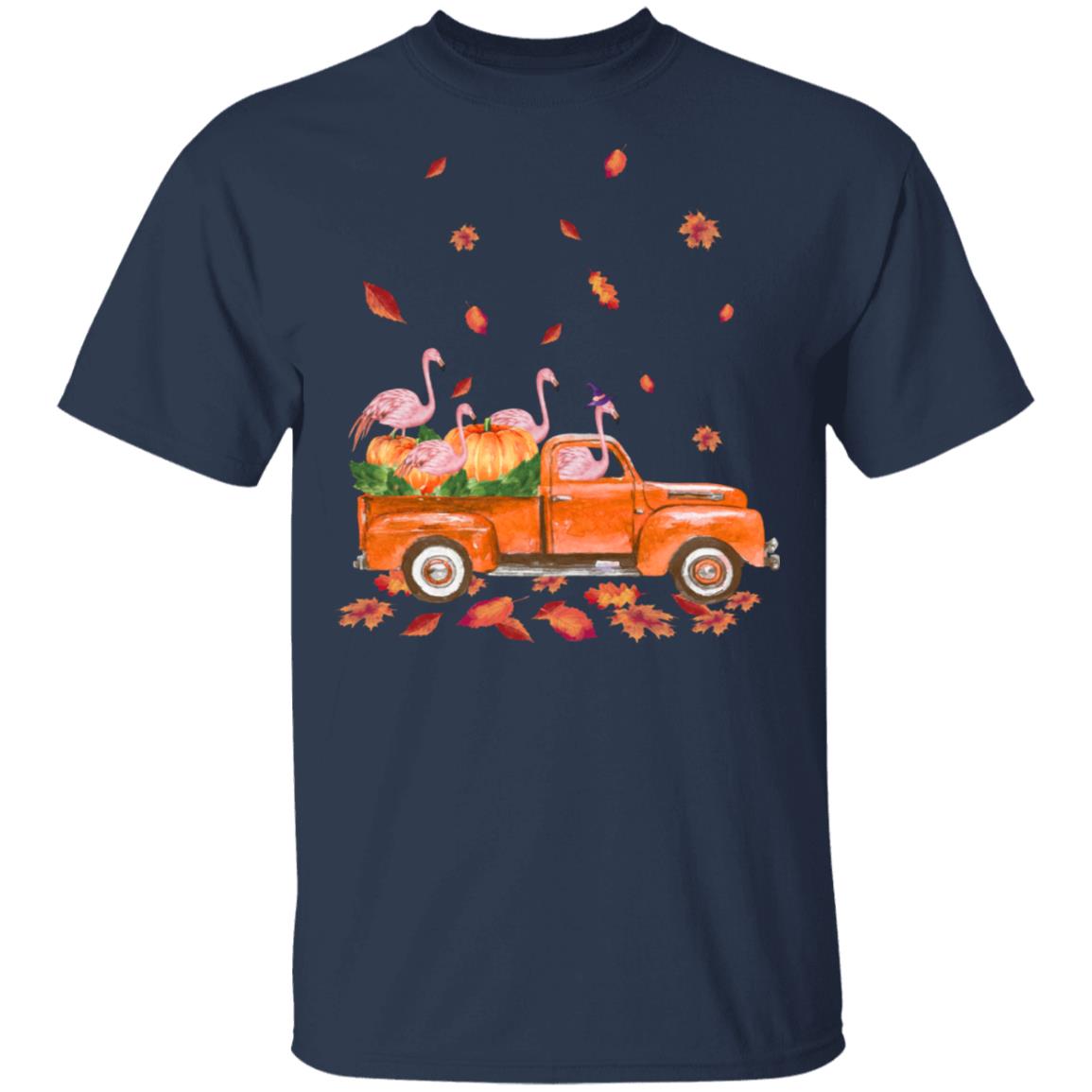 Happy Halloween Flamingo Fall Autumn Pumpkin Truck T-Shirt & Hoodie | Teecentury.com