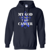 My God Is Bigger Than Cancer Blue Awareness Ribbon T-Shirt & Hoodie | Teecentury.com