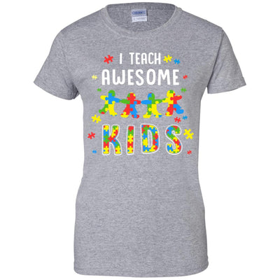 I Teach Awesome Kids Autism Awareness Puzzle Teacher T-Shirt & Hoodie | Teecentury.com