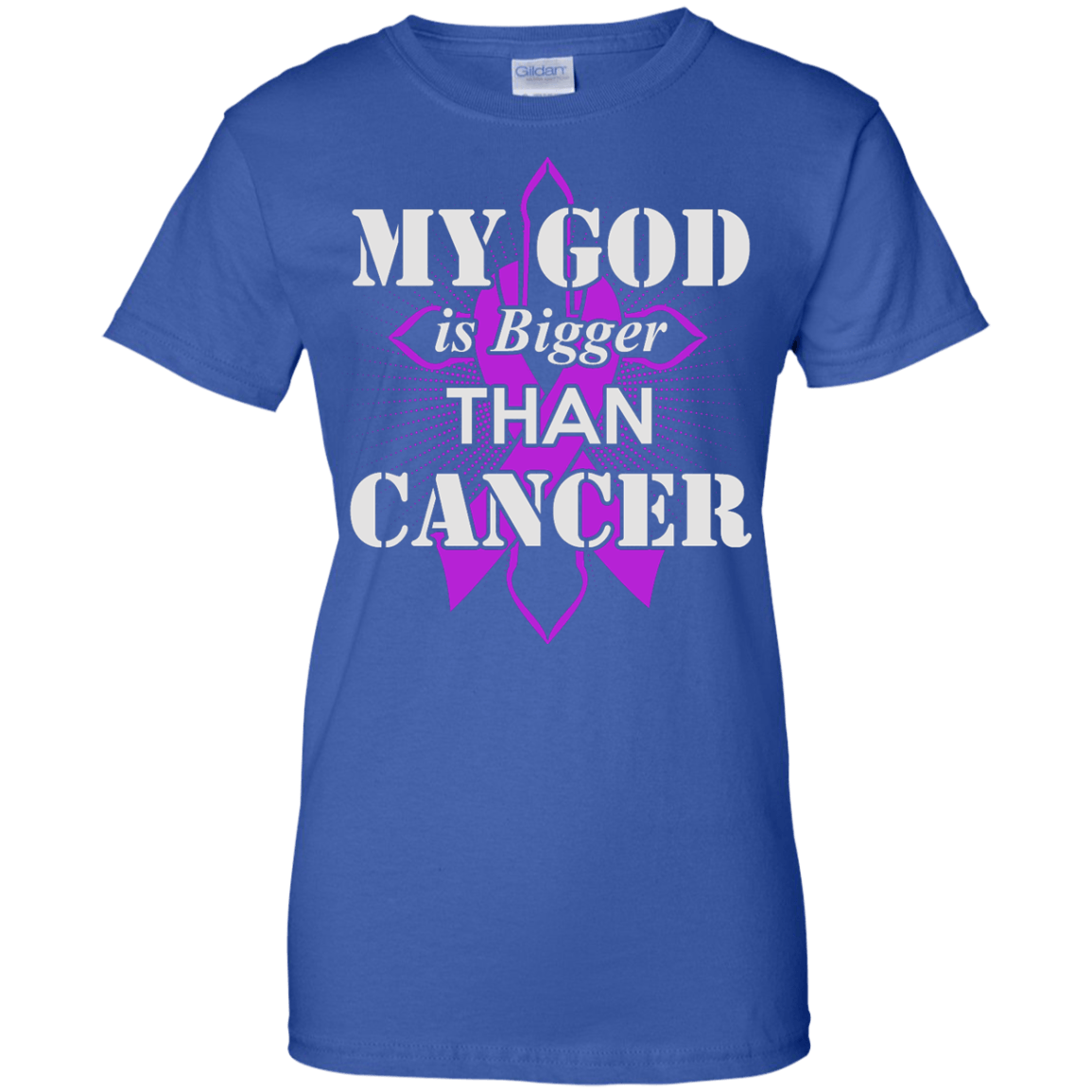 My God Is Bigger Than Cancer Violet Awareness Ribbon T-Shirt & Hoodie | Teecentury.com