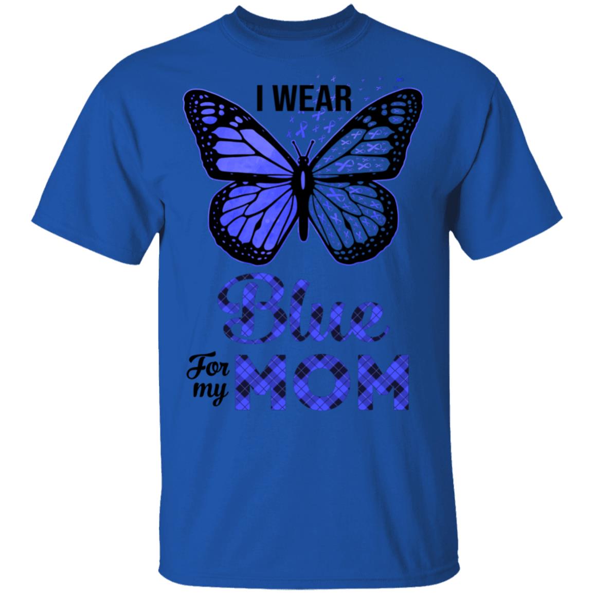 I Wear Blue For My Mom Butterfly Colon Prostate Cancer T-Shirt & Hoodie | Teecentury.com
