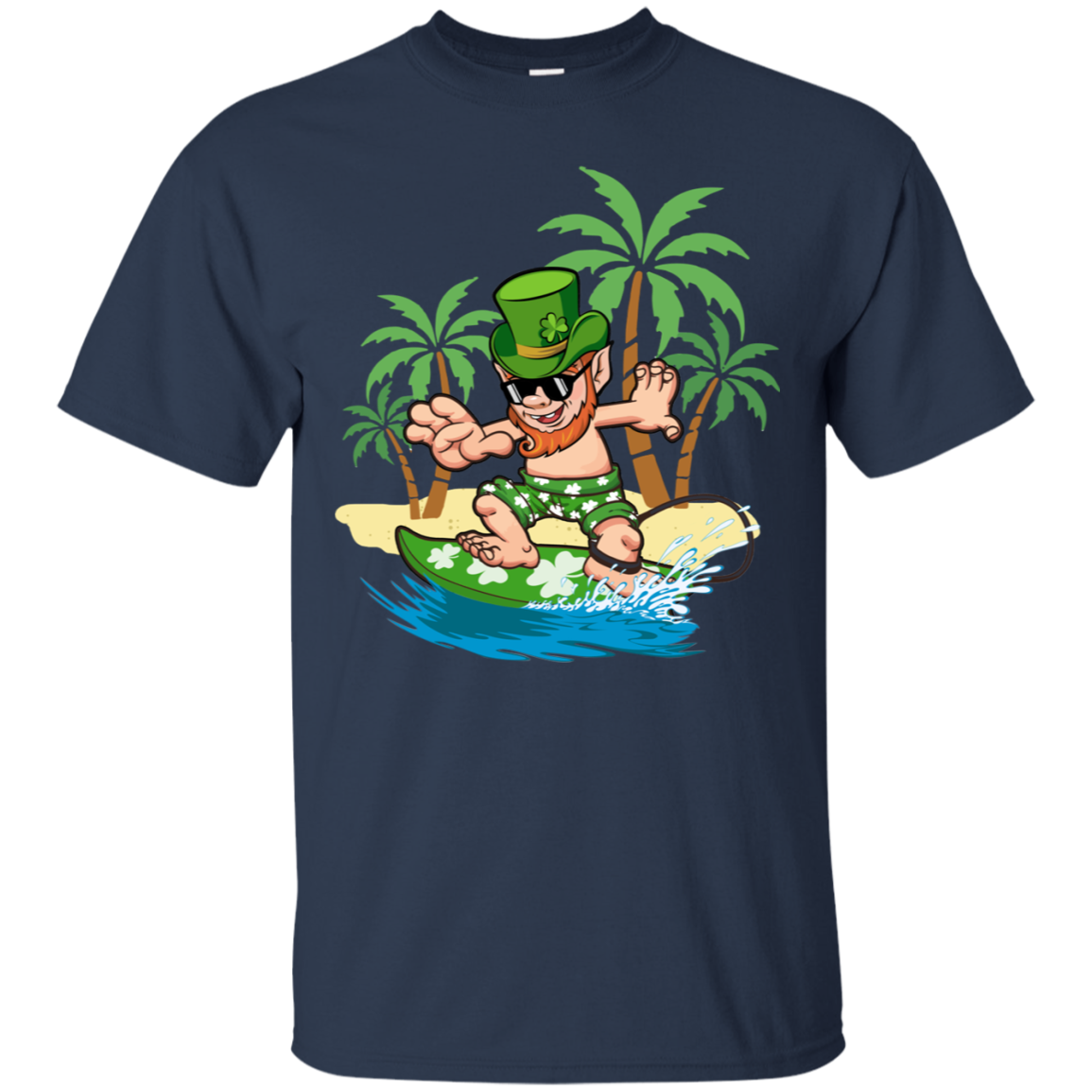 St Patricks Day Hawaiian Leprechaun Surfing T-Shirt & Hoodie | Teecentury.com