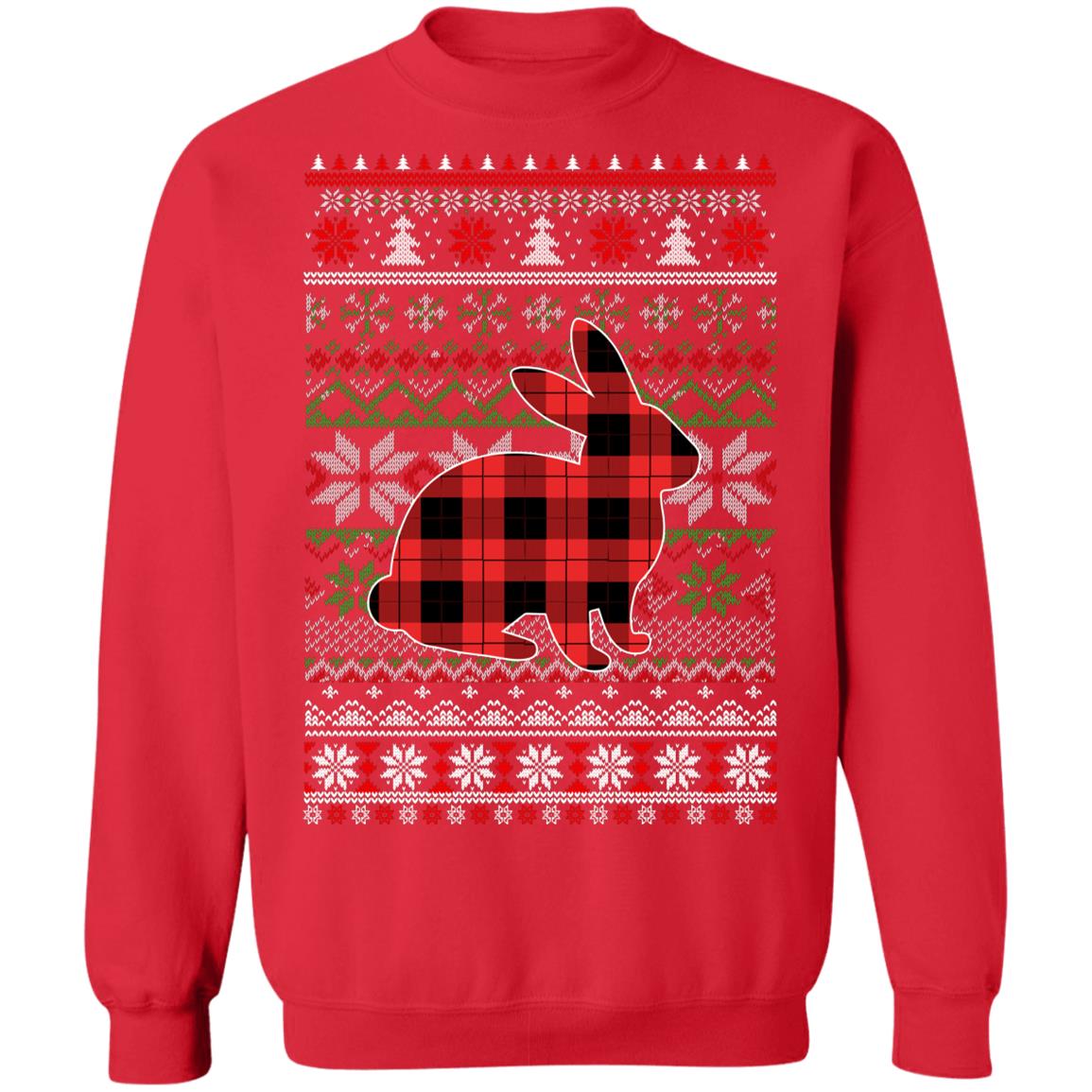 Rabbit Red Plaid Ugly Christmas Sweater Funny Gifts T-Shirt & Sweatshirt | Teecentury.com