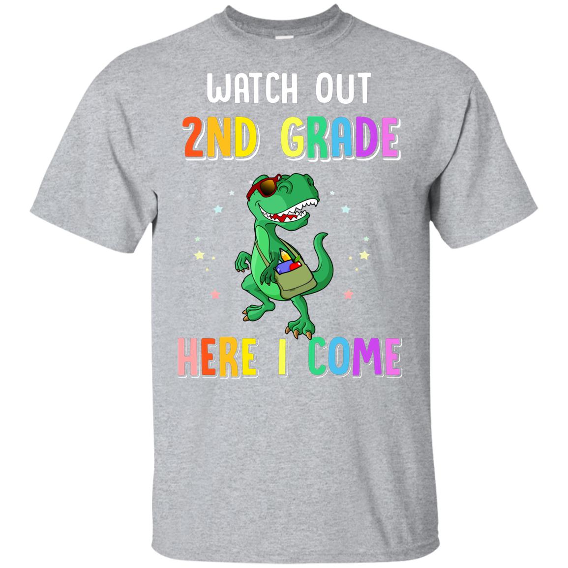 2nd Grade Here I Come Dinosaur Back To School Youth Youth Shirt | Teecentury.com