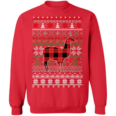 Llama Red Plaid Ugly Christmas Sweater Funny Gifts T-Shirt & Sweatshirt | Teecentury.com