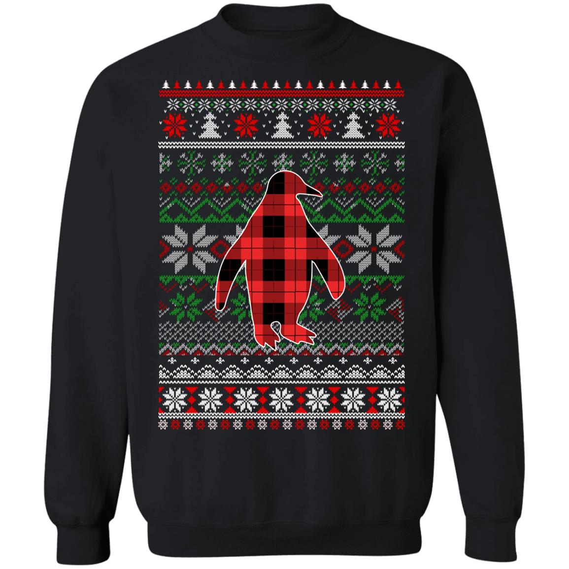 Penguin Red Plaid Ugly Christmas Sweater Funny Gifts T-Shirt & Sweatshirt | Teecentury.com