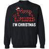 Red Plaid Xmas Drinking Wine Merry Drunk I'm Christmas T-Shirt & Sweatshirt | Teecentury.com