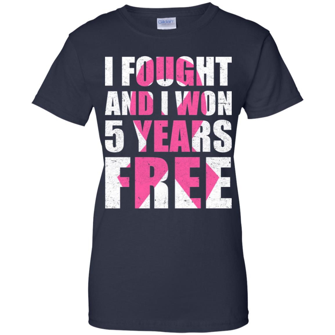 I Fought An I Won 5 Years Free Fight Support Breast Cancer T-Shirt & Hoodie | Teecentury.com