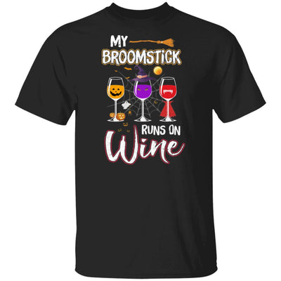 My Broomstick Runs On Wine Drinking Halloween Wine Lover T-Shirt & Hoodie | Teecentury.com