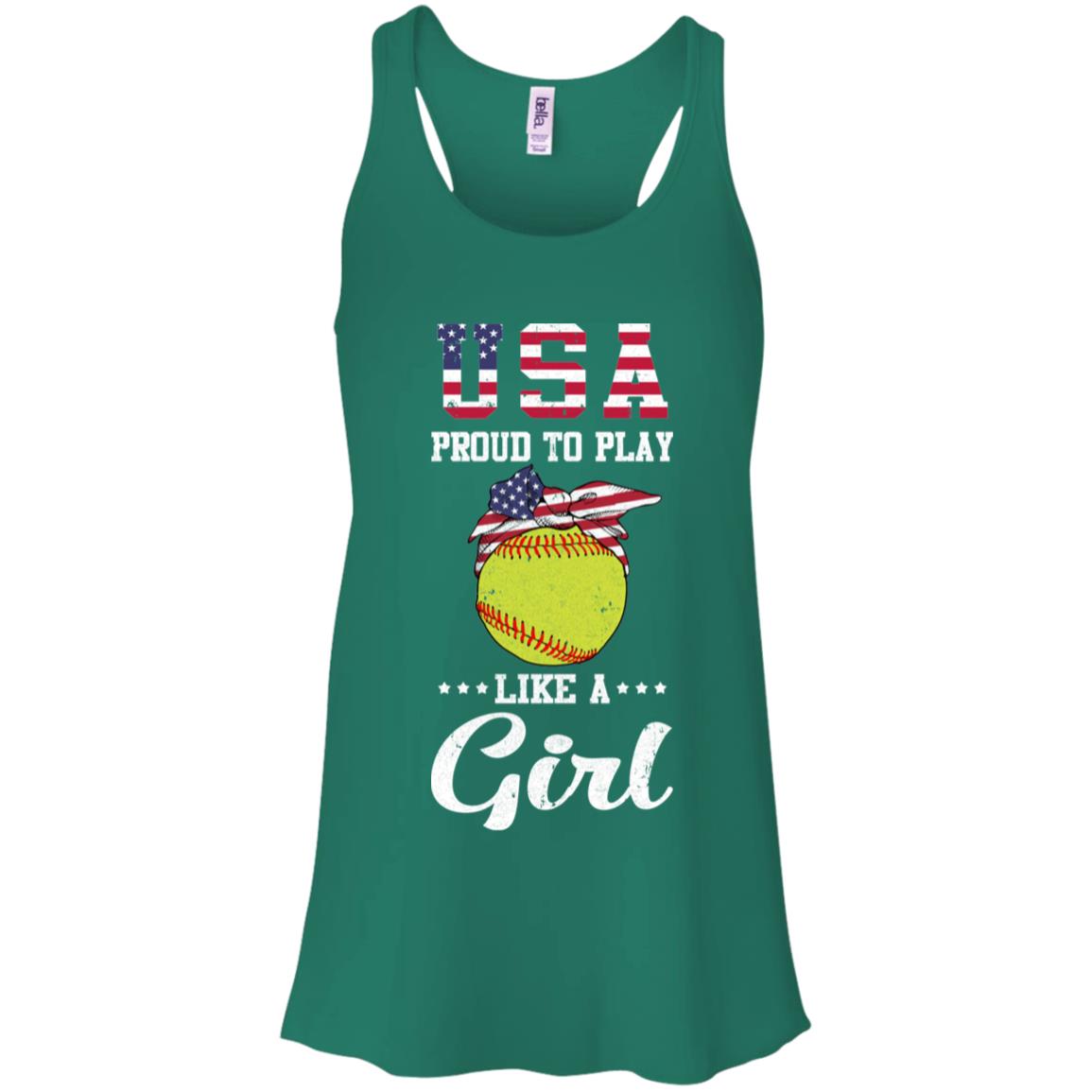 Usa Proud To Play Like A Girl Softball T-Shirt & Tank Top | Teecentury.com
