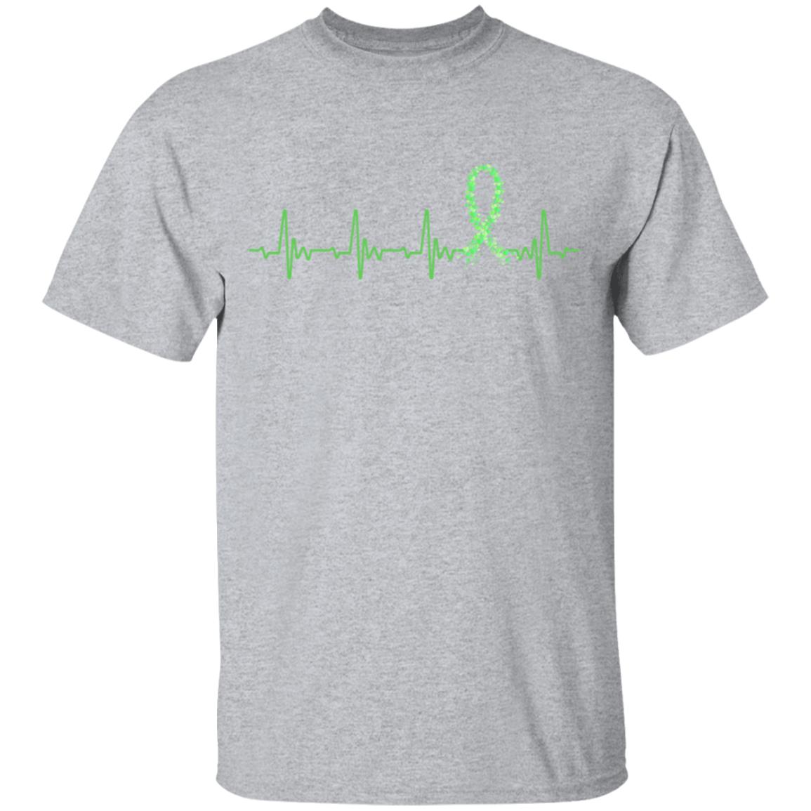 Kidney Disease Liver Cancer Awareness Green Ribbon Heartbeat T-Shirt & Hoodie | Teecentury.com