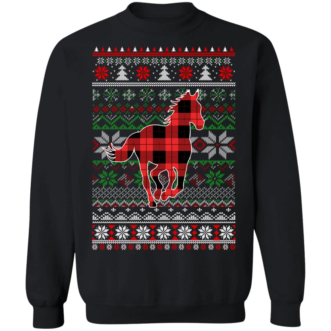 Horse Red Plaid Ugly Christmas Sweater Funny Gifts T-Shirt & Sweatshirt | Teecentury.com