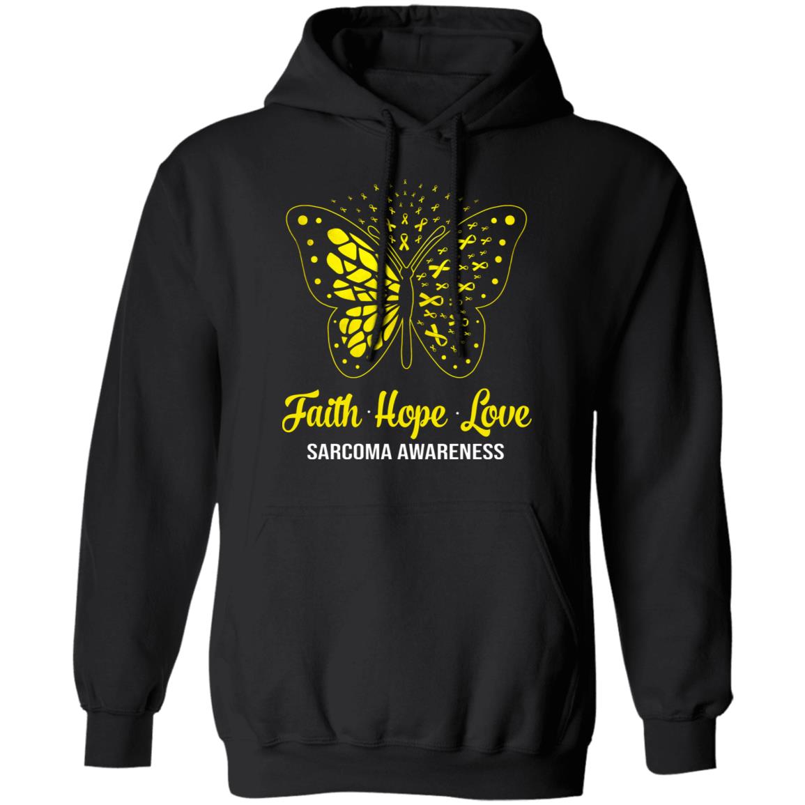 Faith Hope Love Yellow Butterfly Sarcoma Awareness T-Shirt & Hoodie | Teecentury.com