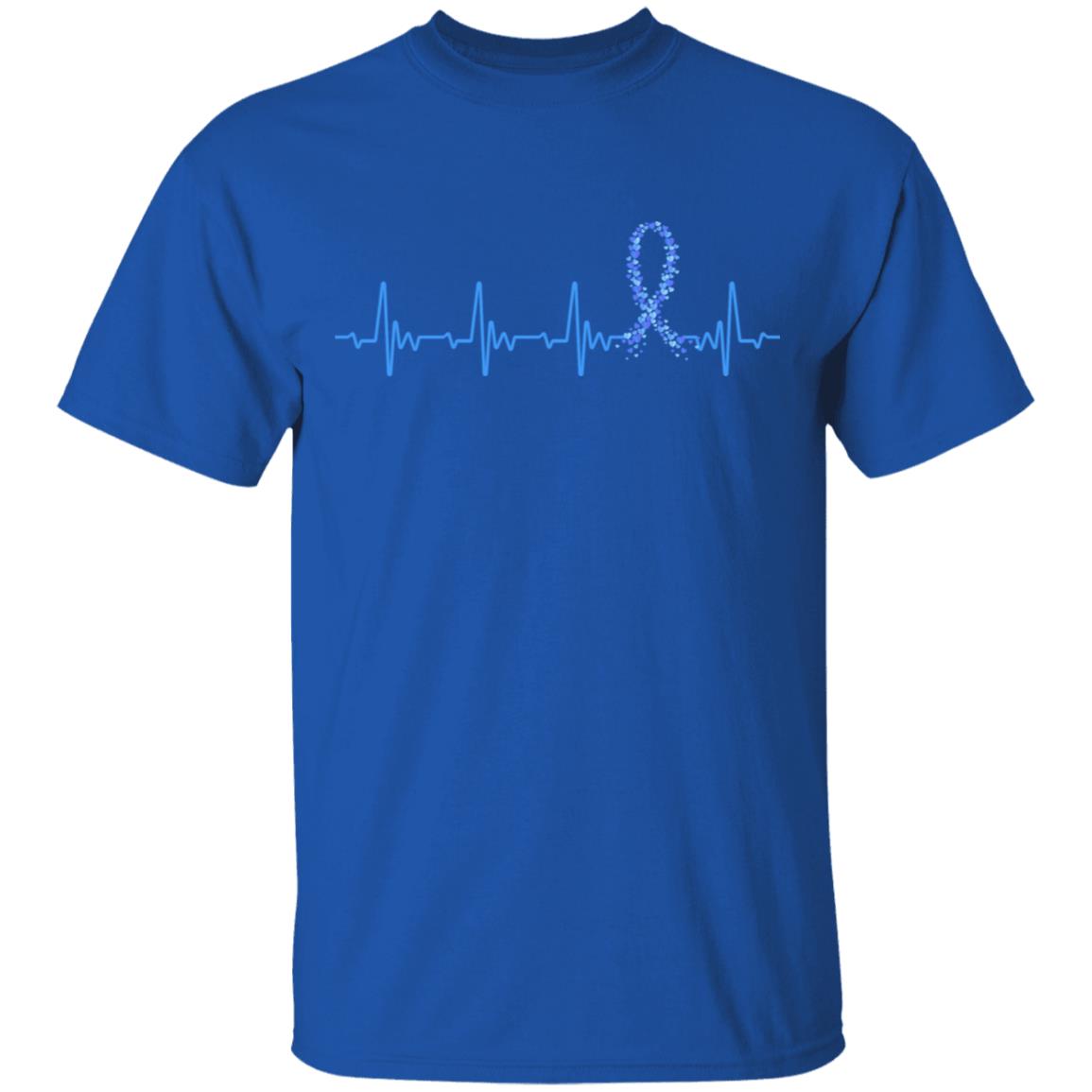 Colon Cancer Awareness Blue Ribbon Heartbeat T-Shirt & Hoodie | Teecentury.com