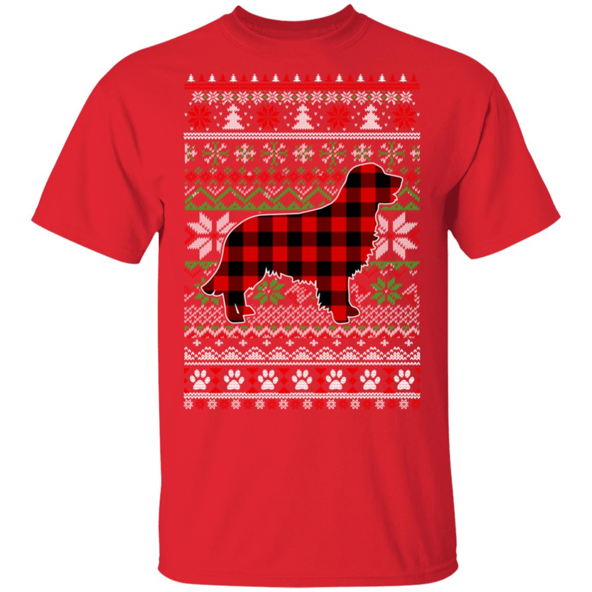 Golden Retriever Red Plaid Ugly Christmas Sweater Gifts T-Shirt & Sweatshirt | Teecentury.com