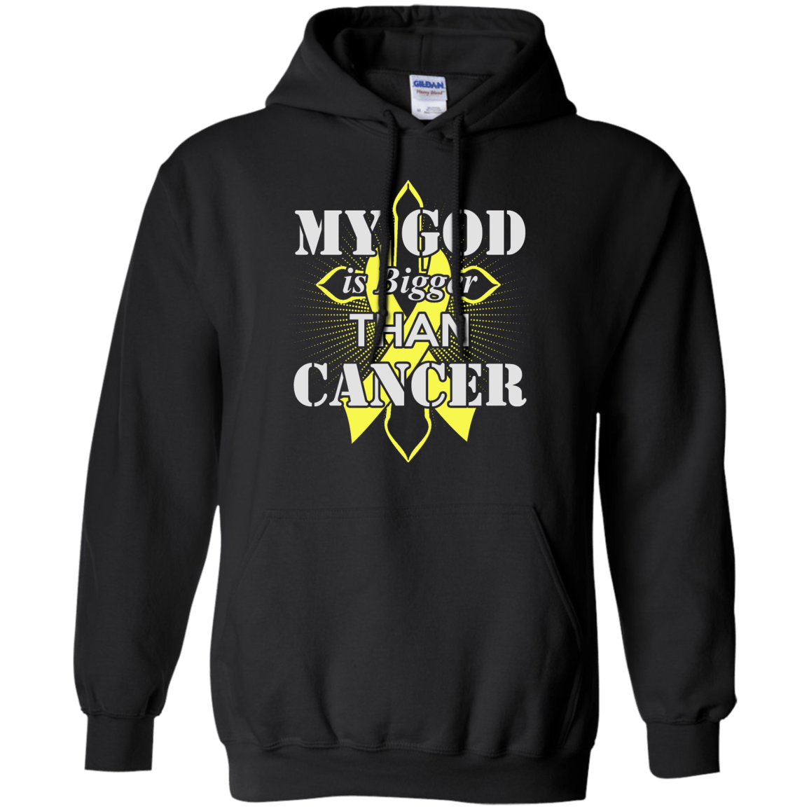 My God Is Bigger Than Cancer Yellow Awareness Ribbon T-Shirt & Hoodie | Teecentury.com