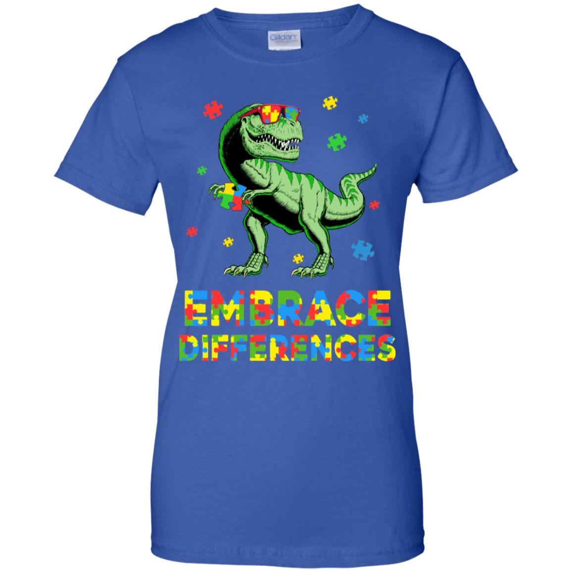 Dinosaur Puzzle Autism Awareness Embrace Differences T-Shirt & Hoodie | Teecentury.com