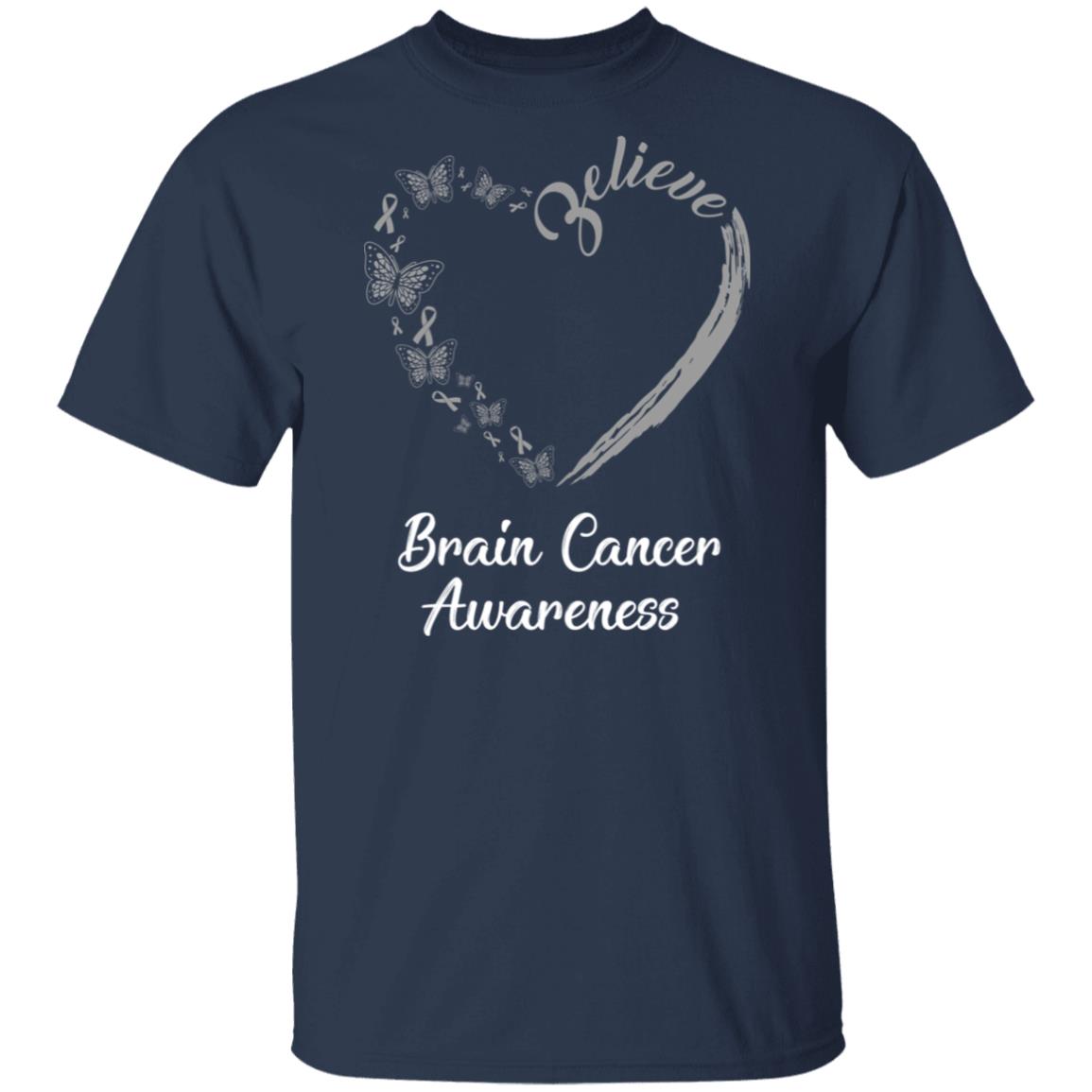 Butterfly Believe Brain Cancer Awareness Ribbon Gifts T-Shirt & Hoodie | Teecentury.com
