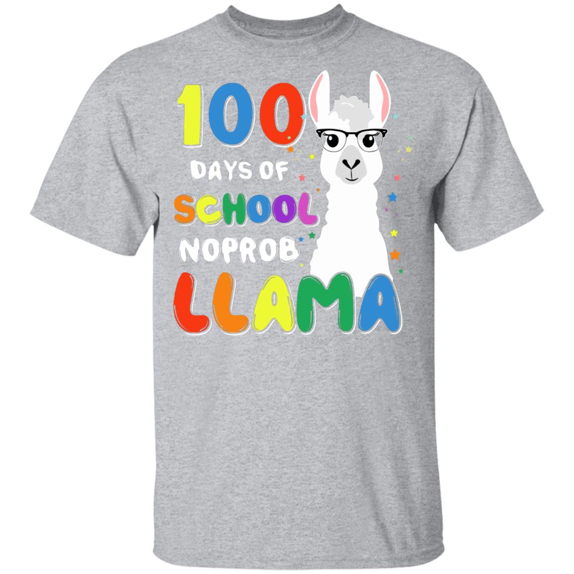 100 Days Of School No Probllama Llama 100Th Day Youth Youth Shirt | Teecentury.com