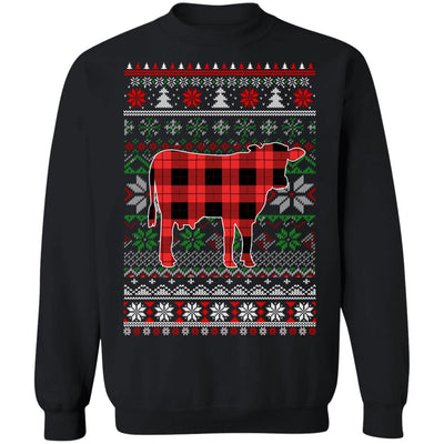 Cow Red Plaid Ugly Christmas Sweater Funny Gifts T-Shirt & Sweatshirt | Teecentury.com