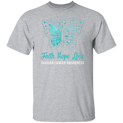 Faith Hope Love Teal Butterfly Ovarian Cancer Awareness T-Shirt & Hoodie | Teecentury.com