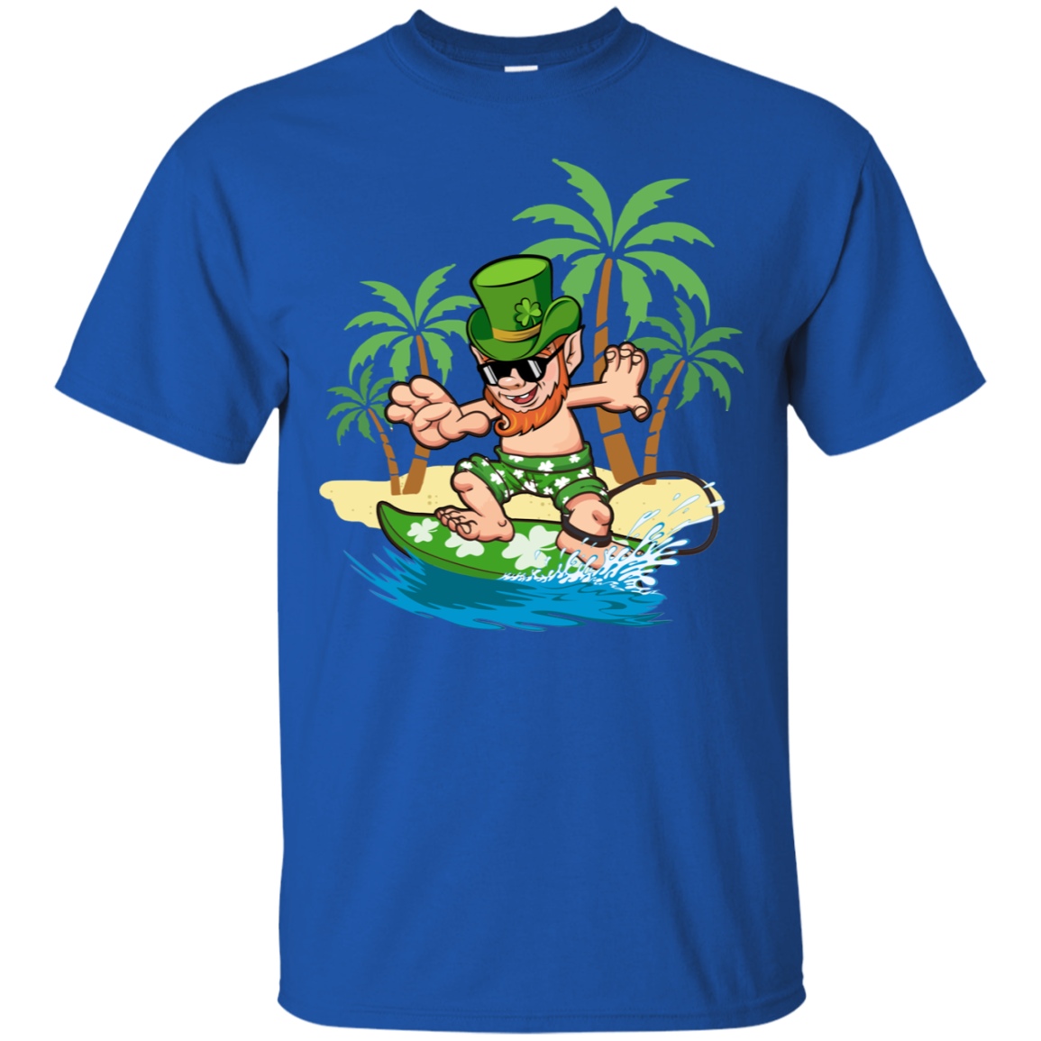 St Patricks Day Hawaiian Leprechaun Surfing T-Shirt & Hoodie | Teecentury.com