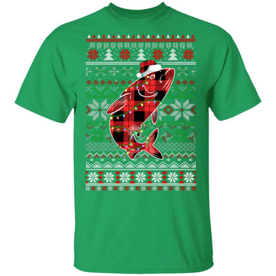 Red Plaid Buffalo Fish Pajamas Family Christmas Sweater T-Shirt & Sweatshirt | Teecentury.com