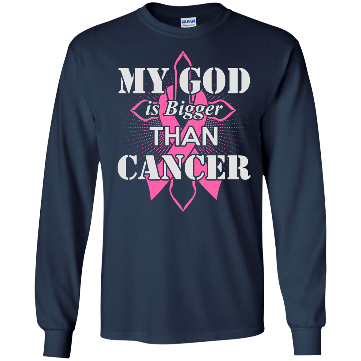 My God Is Bigger Than Cancer Pink Awareness Ribbon T-Shirt & Hoodie | Teecentury.com