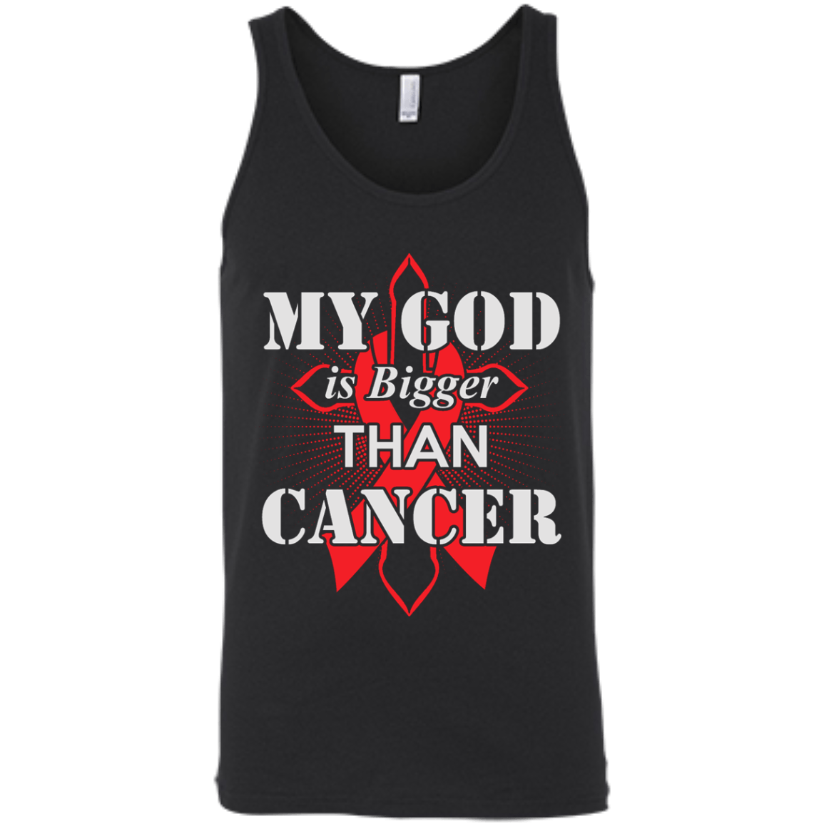 My God Is Bigger Than Cancer Red Awareness Ribbon T-Shirt & Hoodie | Teecentury.com