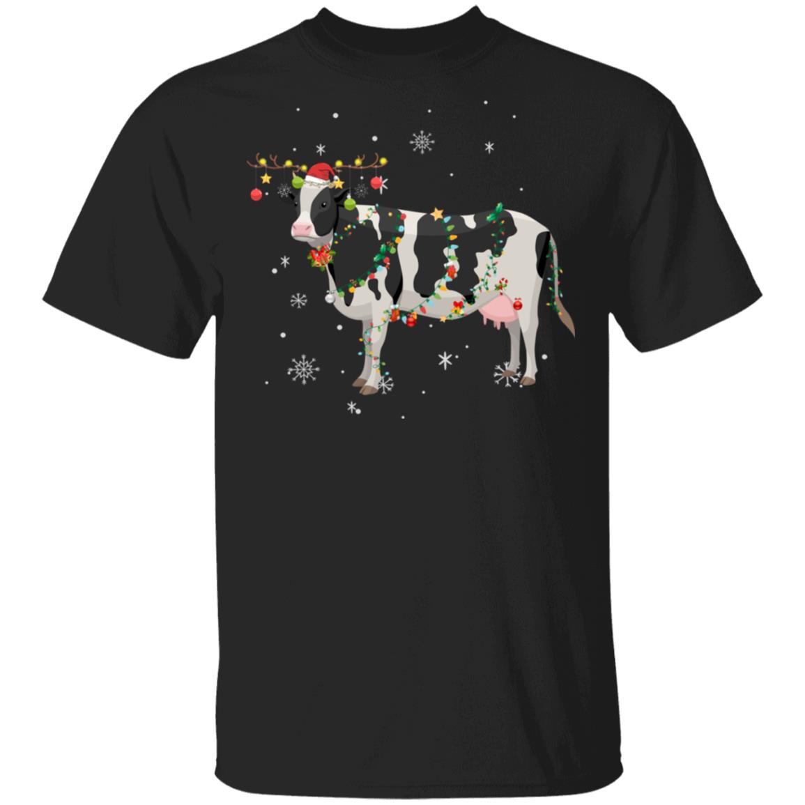 Funny Cow Reindeer Christmas Lights Pajama Shirt & Sweatshirt ...