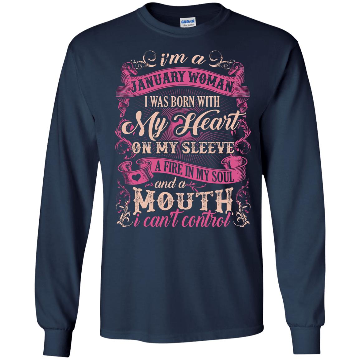 I Am A January Woman I Was Born With My Heart On My Sleeve T-Shirt & Hoodie | Teecentury.com
