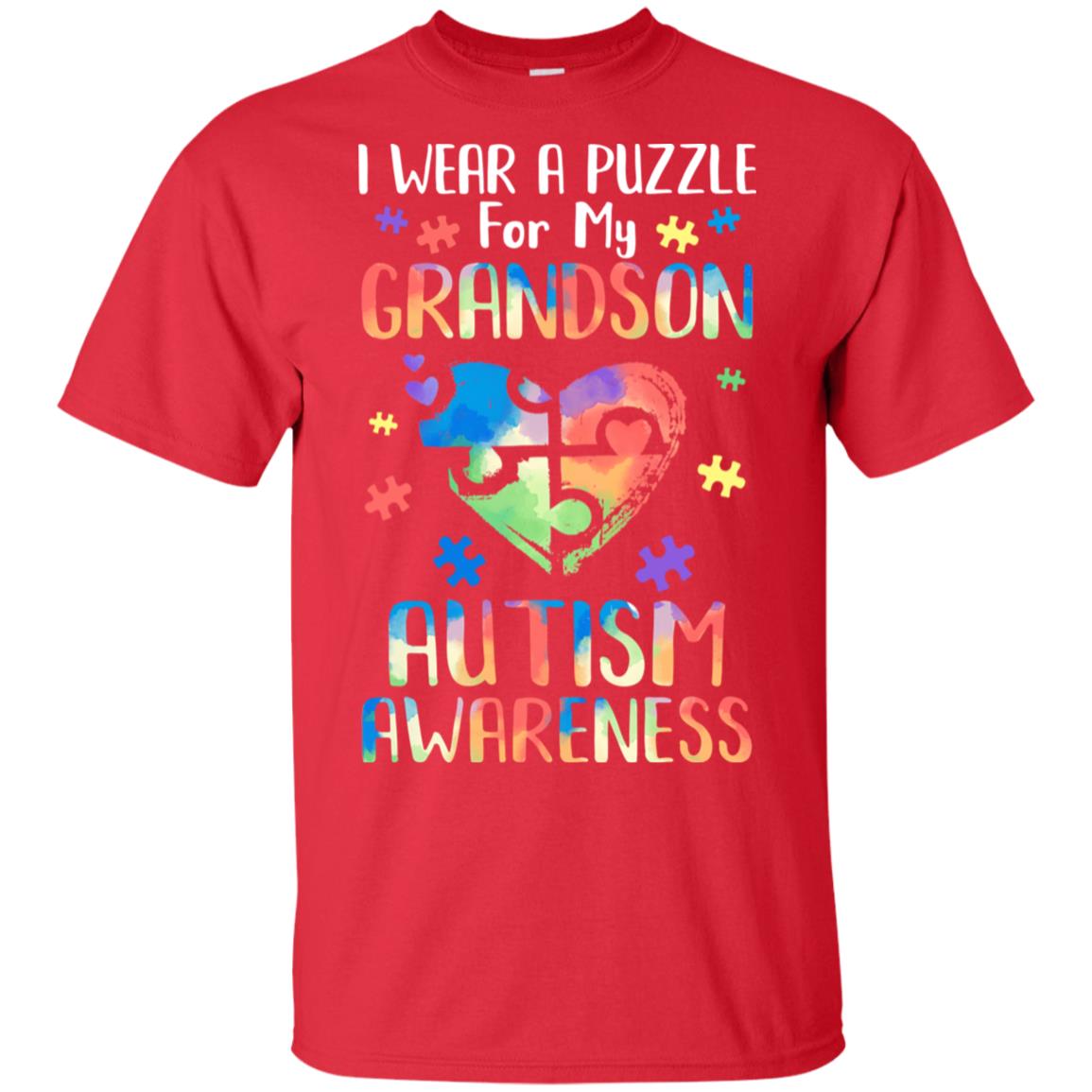 I Wear A Puzzle For My Grandson Autism Awareness T-Shirt & Hoodie | Teecentury.com