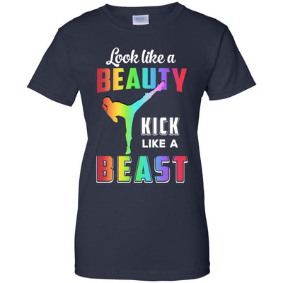 Look Like Beauty Kick Like Beast Women Kickboxing Gift T-Shirt & Tank Top | Teecentury.com