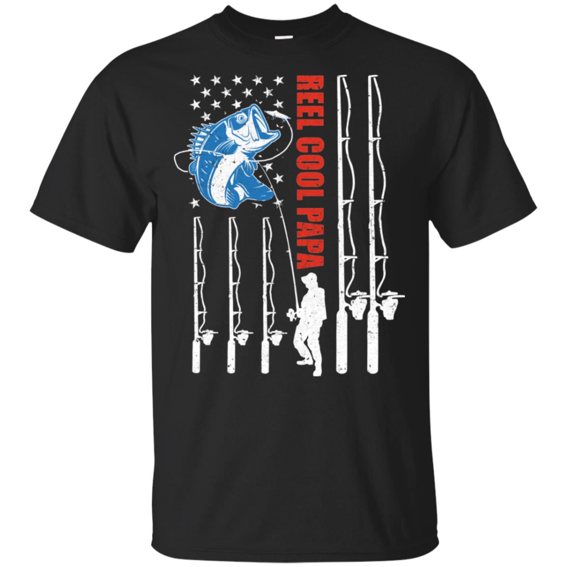 Reel Cool Papa American Flag Fish Fishing Fathers Day T-Shirt & Hoodie | Teecentury.com