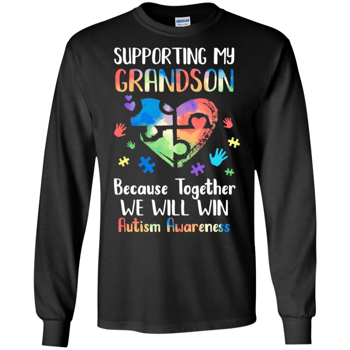 Supporting My Grandson Puzzle Autism Awareness Month T-Shirt & Hoodie | Teecentury.com