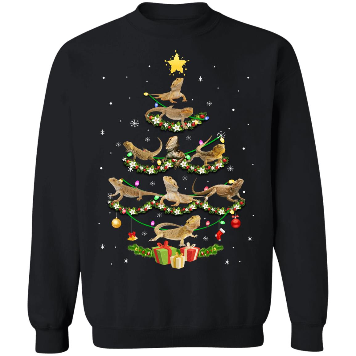 Bearded Dragon Christmas Tree Funny Reptile Lover Xmas Gifts T-Shirt & Sweatshirt | Teecentury.com