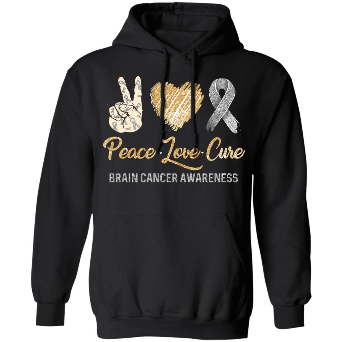 Peace Love Cure Brain Cancer Awareness T-Shirt & Hoodie | Teecentury.com