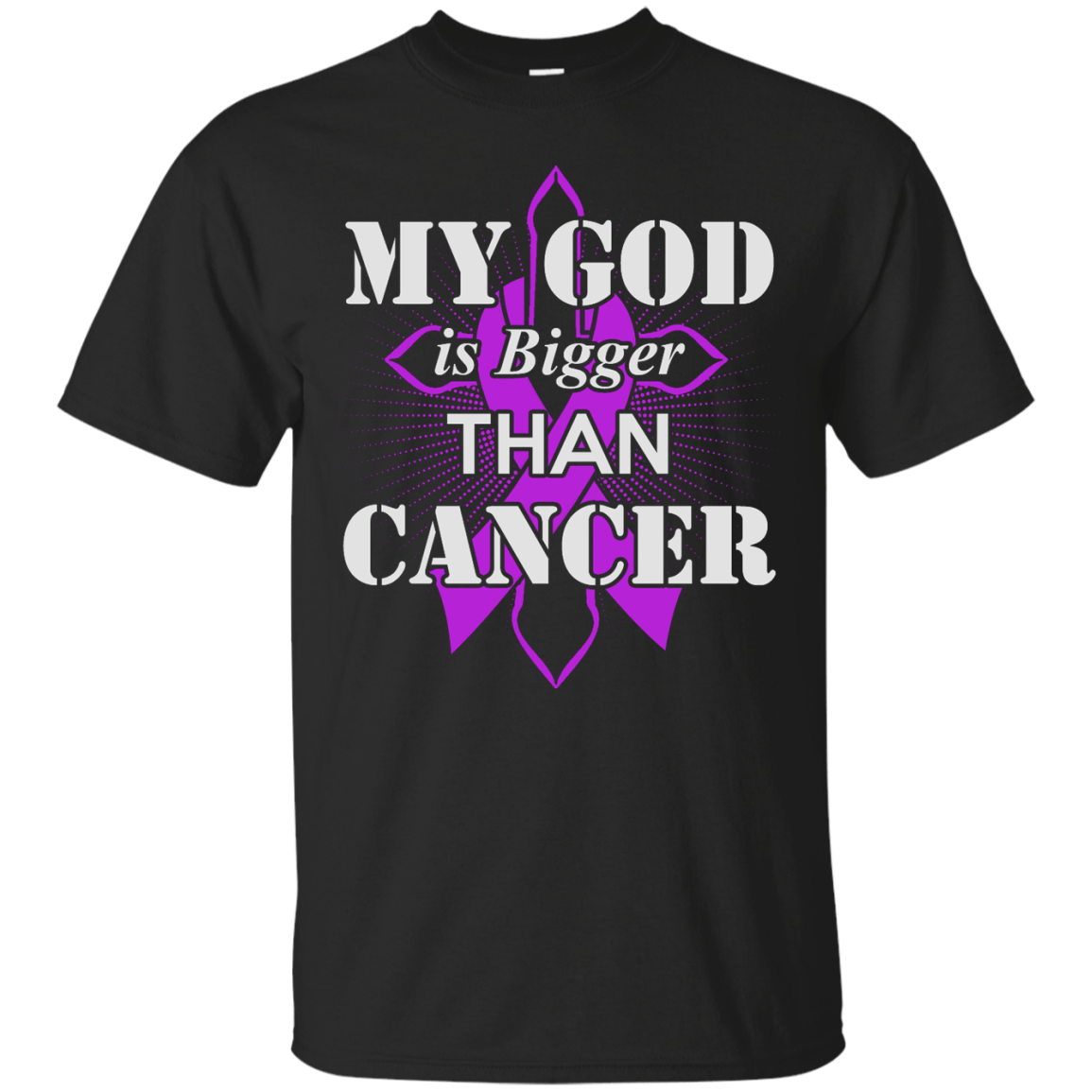 My God Is Bigger Than Cancer Violet Awareness Ribbon T-Shirt & Hoodie | Teecentury.com