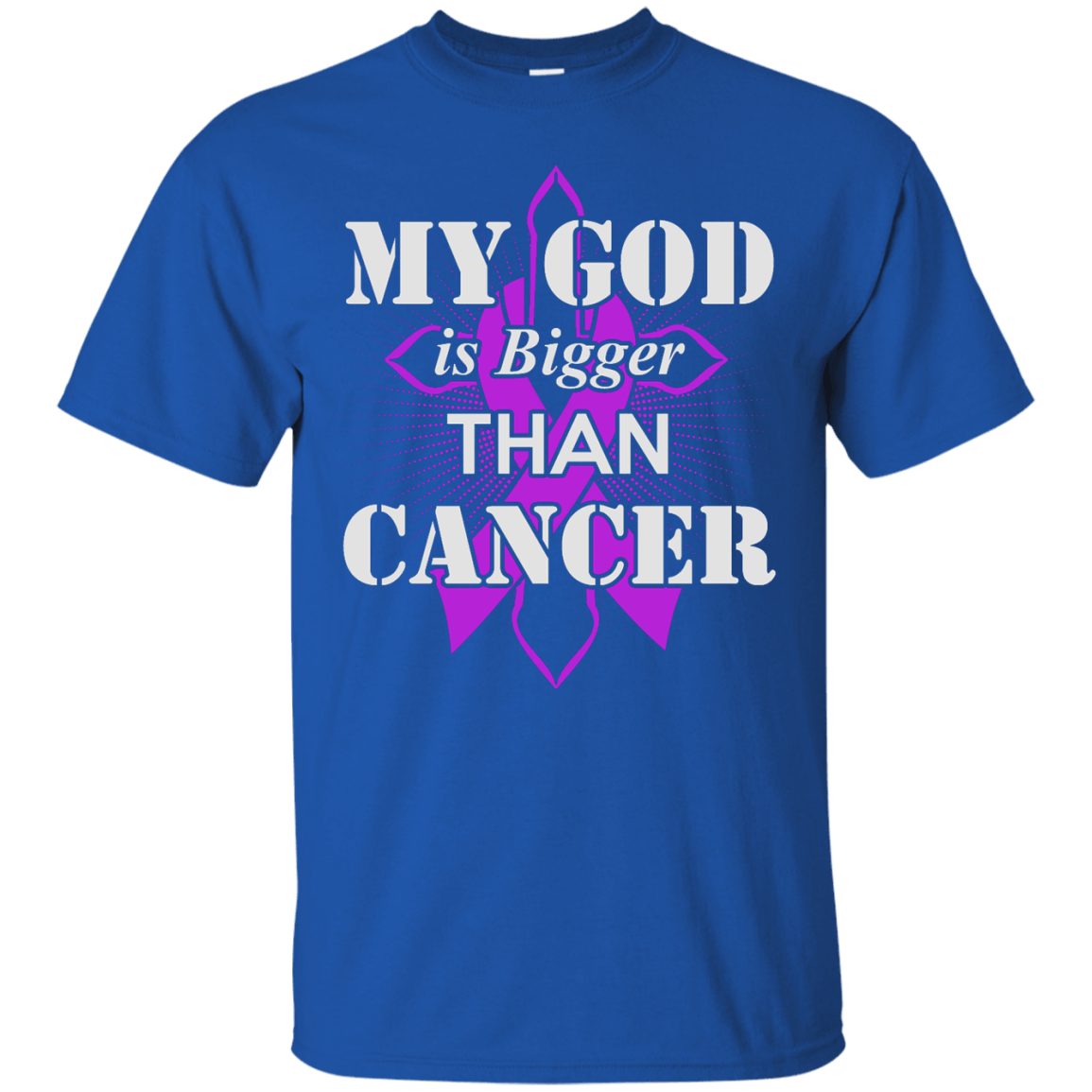 My God Is Bigger Than Cancer Violet Awareness Ribbon T-Shirt & Hoodie | Teecentury.com