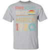 Awesome Since March 1980 Vintage 42th Birthday Gifts T-Shirt & Hoodie | Teecentury.com