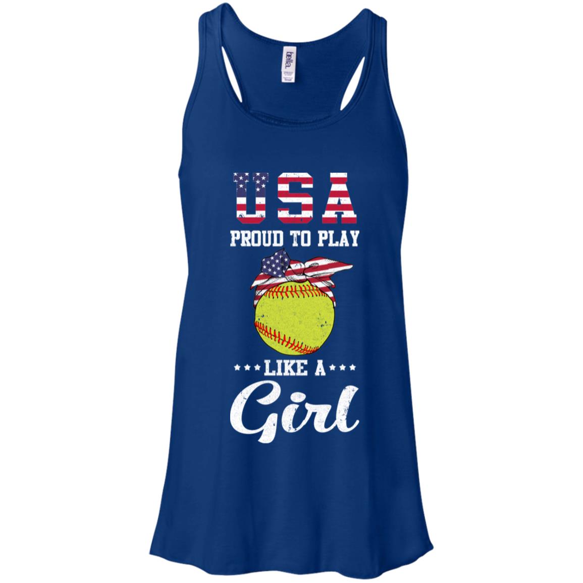 Usa Proud To Play Like A Girl Softball T-Shirt & Tank Top | Teecentury.com