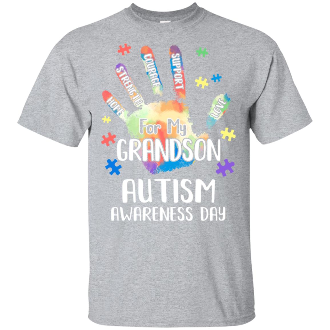 Support Autism Awareness For My Grandson Puzzle Gift T-Shirt & Hoodie | Teecentury.com