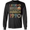 Legend Since March 1990 Vintage 32th Birthday Gifts T-Shirt & Hoodie | Teecentury.com