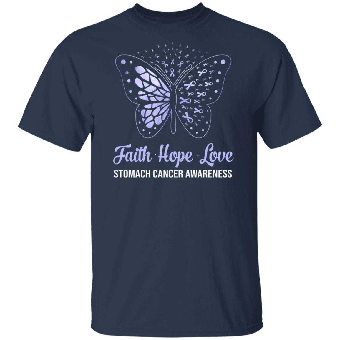 Faith Hope Love Periwinkle Butterfly Stomach Cancer Awareness T-Shirt & Hoodie | Teecentury.com