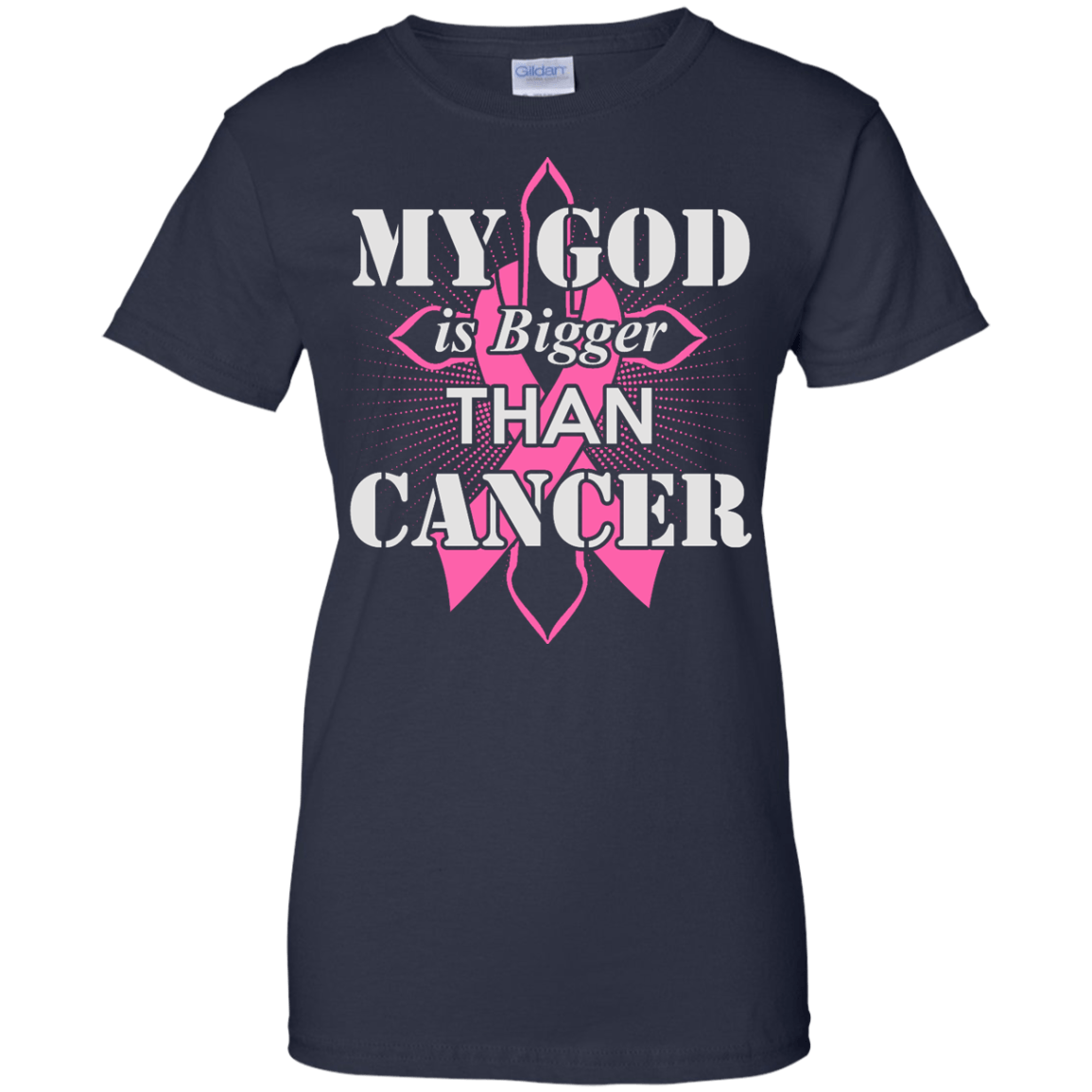 My God Is Bigger Than Cancer Pink Awareness Ribbon T-Shirt & Hoodie | Teecentury.com